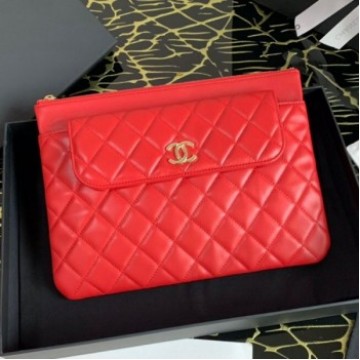 Chanel Quilted Lambskin Flap Case Pouch AP1189 Red 2020 Collection AQ02251 Chanel Quilted Lambskin Flap Case Pouch AP1189 Red 2020 Collection AQ02251
