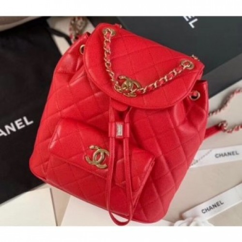 Chanel Caviar Leather Vintage Duma Backpack Bag AS1371 Red 2020 AQ04067