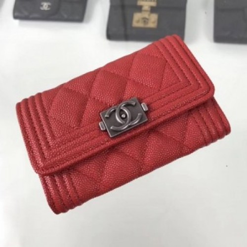Chanel Grained Leather Small Flap Boy Wallet A80603 Red 2019 Collection AQ03493 Chanel Grained Leather Small Flap Boy Wallet A80603 Red 2019 Collection AQ03493