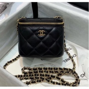 Chanel Mini Vanity with Classic Chain AP1340 Black 2020 Collection AQ04060 Chanel Mini Vanity with Classic Chain AP1340 Black 2020 Collection AQ04060