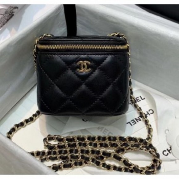 Chanel Mini Vanity with Classic Chain AP1340 Black 2020 Collection AQ04060 Chanel Mini Vanity with Classic Chain AP1340 Black 2020 Collection AQ04060