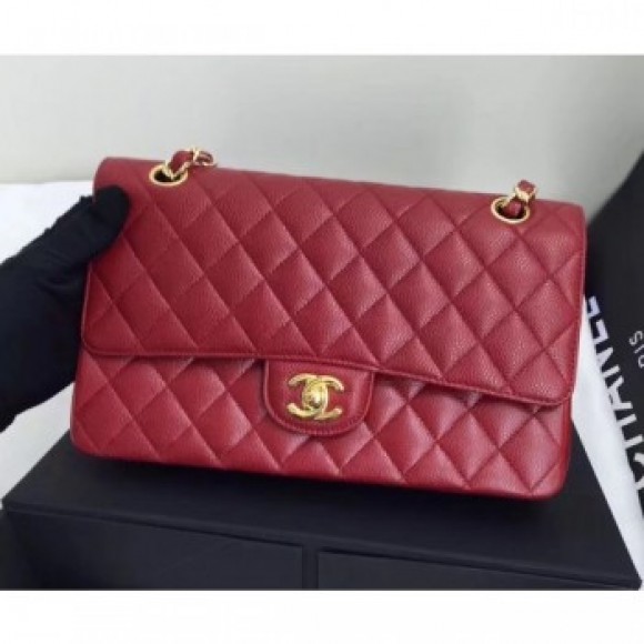 Chanel original quality Medium Classic Flap Bag 1112 burgundy in caviar Leather with gold Hardware AQ02303 Chanel original quality Medium Classic Flap Bag 1112 burgundy in caviar Leather with gold Hardware AQ02303