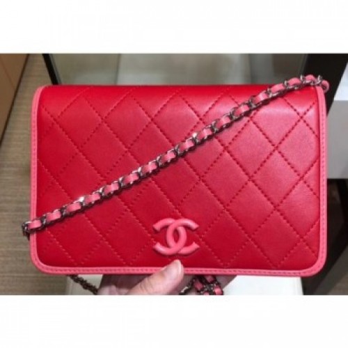 Chanel Lambskin Wallet On Chain WOC Bag AP0059 Red 2019 AQ00625