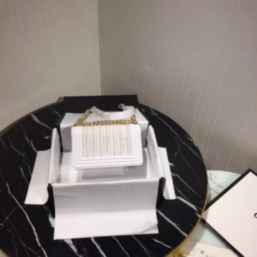 Chanel Small Boy Chanel Embroidered Calfskin Handbag A67085 White 2019 Collection AQ00814 Chanel Small Boy Chanel Embroidered Calfskin Handbag A67085 White 2019 Collection AQ00814