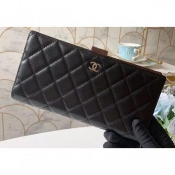 Chanel Classic Bi-fold Wallet Clutch Bag With Handle Strap A70525 Lambskin Black/Silver AQ00805 Chanel Classic Bi-fold Wallet Clutch Bag With Handle Strap A70525 Lambskin Black/Silver AQ00805