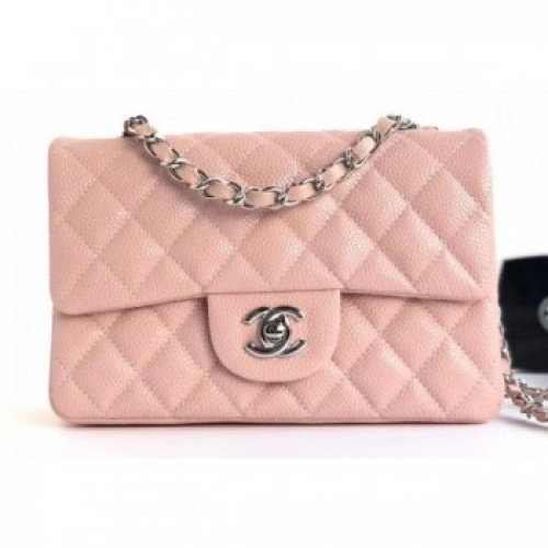 Chanel Caviar Leather Small Classic Flap Bag A1116 Light Pink/Silver AQ03612