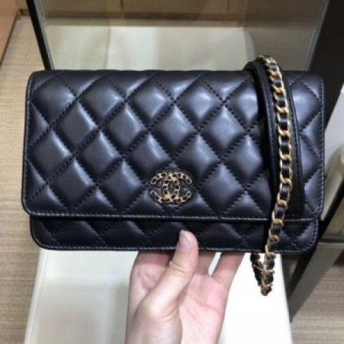Chanel Quilted Lambskin Wallet on Chain WOC AP0724 Black 2019 Collection AQ04121 Chanel Quilted Lambskin Wallet on Chain WOC AP0724 Black 2019 Collection AQ04121