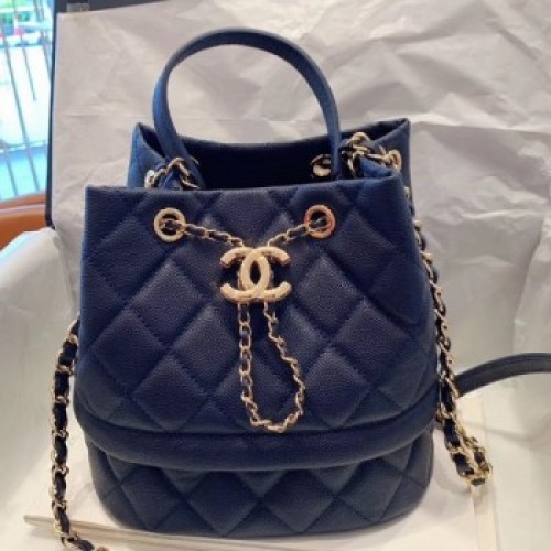 Chanel Quilted Grained Calfskin Small Drawing Bucket Bag AS0894 Blue 2019 Collection AQ02119 Chanel Quilted Grained Calfskin Small Drawing Bucket Bag AS0894 Blue 2019 Collection AQ02119