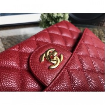 Chanel Classic Flap Medium Bag 1112 red in caviar Leather with gold Hardware AQ01908