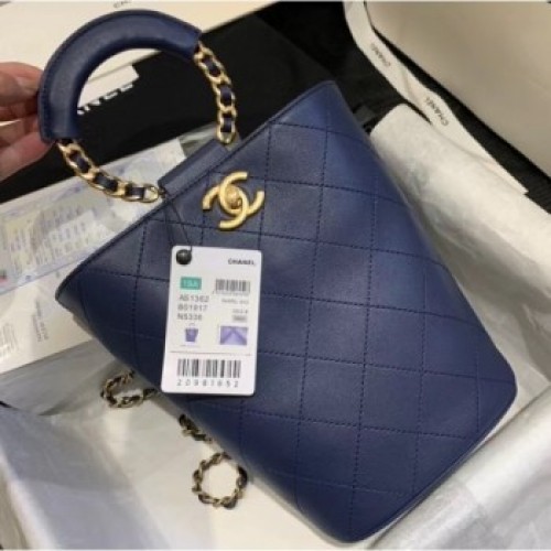Chanel Chain Handle Bucket Backpack Bag AS1362 Blue 2020 AQ01436 Chanel Chain Handle Bucket Backpack Bag AS1362 Blue 2020 AQ01436
