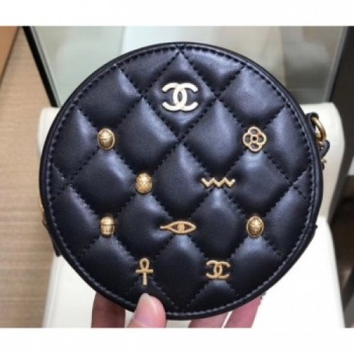 Chanel Charms Round Clutch With Chain Bag Black 2019 AQ03889 Chanel Charms Round Clutch With Chain Bag Black 2019 AQ03889