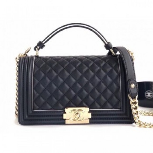 Chanel Boy Medium Flap Bag with Handle Black 2019 AQ03068 Chanel Boy Medium Flap Bag with Handle Black 2019 AQ03068