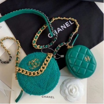 Chanel 19 Tweed Clutch with Chain & Coin Purse AP0986 Green 2019 Collection AQ03289 Chanel 19 Tweed Clutch with Chain & Coin Purse AP0986 Green 2019 Collection AQ03289