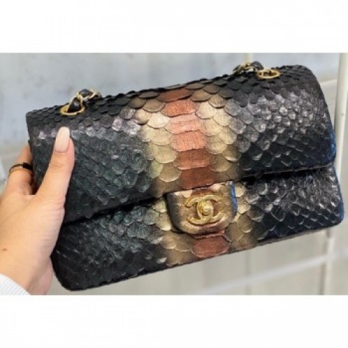 Chanel Python Classic Flap Medium Bag A1112 27 AQ02678