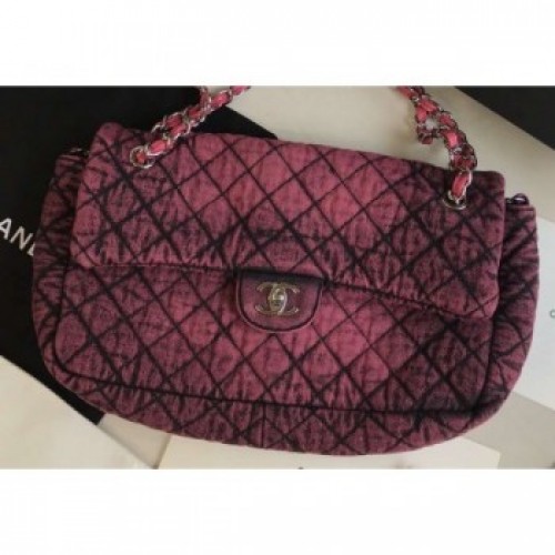 Chanel Denim Large Classic Flap Bag Fuchsia 2020 AQ02817