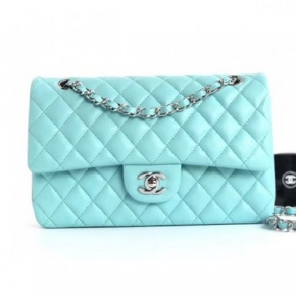 Chanel Lambskin Medium Classic Flap Bag A01112 Light Blue With Silver Hardware AQ01705 Chanel Lambskin Medium Classic Flap Bag A01112 Light Blue With Silver Hardware AQ01705