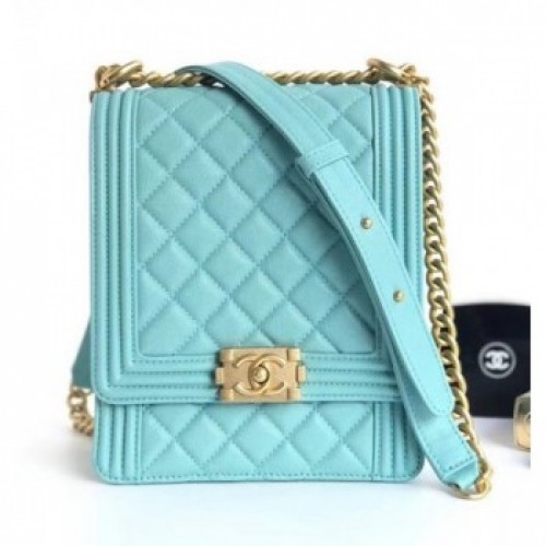 Chanel Boy North/South Flap Shoulder Bag AS0130 Blue 2019 AQ00965