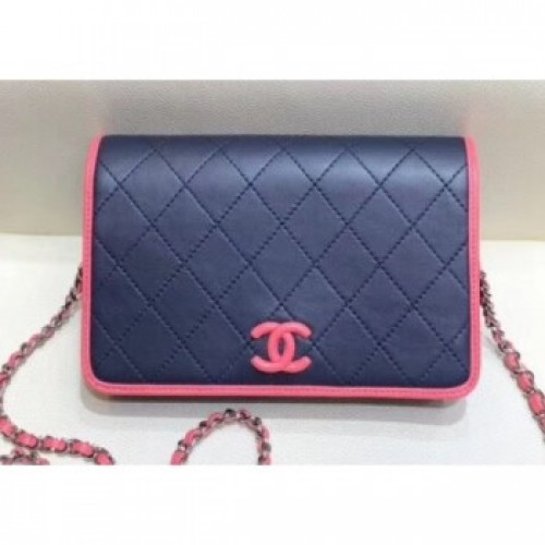 Chanel Lambskin Wallet On Chain WOC Bag AP0059 Navy Blue 2019 AQ02002