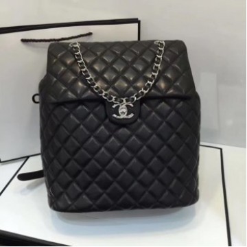 Chanel Quilting sheepskin Backpack Bag A91122 black with silver hardware AQ02599 Chanel Quilting sheepskin Backpack Bag A91122 black with silver hardware AQ02599