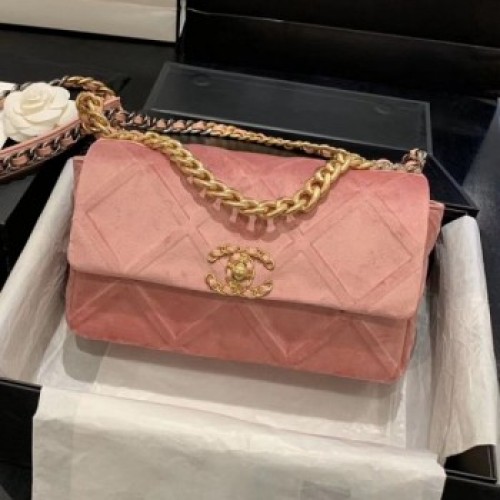 Chanel 19 Quilted Velvet Small Flap Bag AS1160 Pink 2019 Collection AQ03324 Chanel 19 Quilted Velvet Small Flap Bag AS1160 Pink 2019 Collection AQ03324