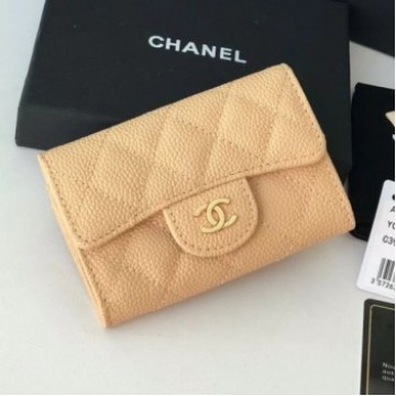 Chanel Grained Leather Classic Card Holder AP0214 Apricot 2019 Collection AQ03057