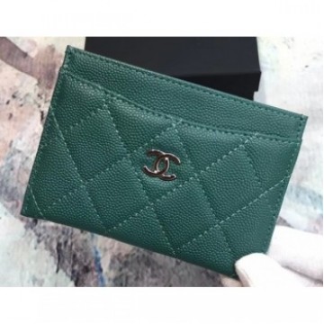 Chanel Caviar Leather Classic Card Holder A31510 Green AQ03625 Chanel Caviar Leather Classic Card Holder A31510 Green AQ03625