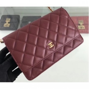 Chanel Caviar Leather Wallet On Chain WOC Bag A33814 Burgundy 2019 AQ01275 Chanel Caviar Leather Wallet On Chain WOC Bag A33814 Burgundy 2019 AQ01275