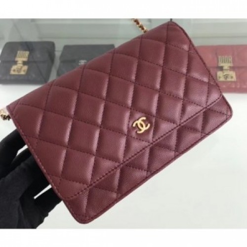 Chanel Caviar Leather Wallet On Chain WOC Bag A33814 Burgundy 2019 AQ01275 Chanel Caviar Leather Wallet On Chain WOC Bag A33814 Burgundy 2019 AQ01275