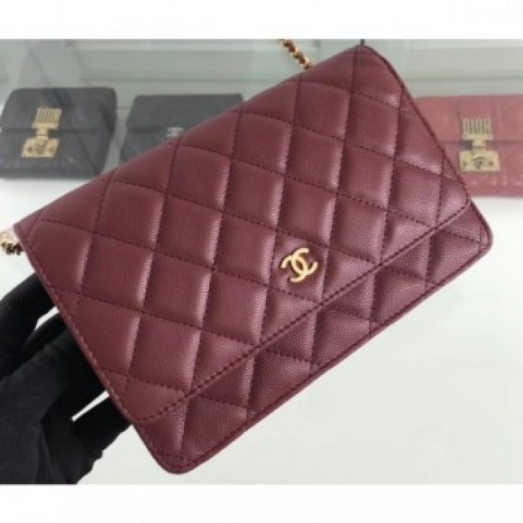 Chanel Caviar Leather Wallet On Chain WOC Bag A33814 Burgundy 2019 AQ01275 Chanel Caviar Leather Wallet On Chain WOC Bag A33814 Burgundy 2019 AQ01275