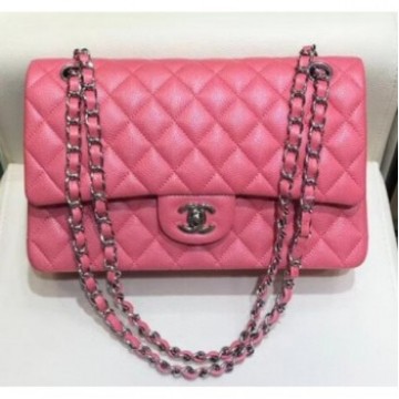 Chanel Grained Caflskin Medium Classic Flap Bag A01112 Pink With Silver Hardware AQ02673 Chanel Grained Caflskin Medium Classic Flap Bag A01112 Pink With Silver Hardware AQ02673