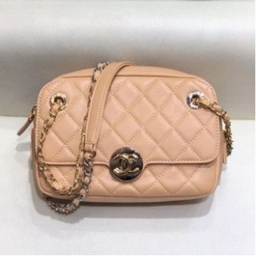 Chanel Quilted Grained Calfskin Round CC Metal Camera Bag AS6066 Apricot 2019 Collection AQ01903 Chanel Quilted Grained Calfskin Round CC Metal Camera Bag AS6066 Apricot 2019 Collection AQ01903