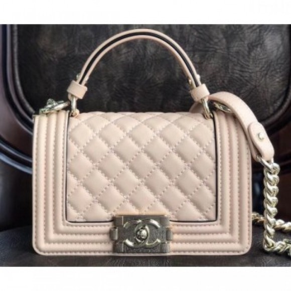 Chanel Boy Small Flap Bag with Handle Beige 2019 AQ03943 Chanel Boy Small Flap Bag with Handle Beige 2019 AQ03943