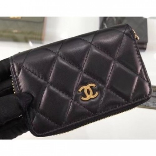 Chanel Lambskin Classic Zipped Card Holder A69271 Black/Gold AQ01835 Chanel Lambskin Classic Zipped Card Holder A69271 Black/Gold AQ01835