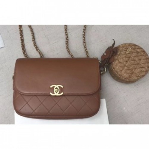 Chanel Flap Bag and Coin Purse AS1094 Brown 2019 AQ02054