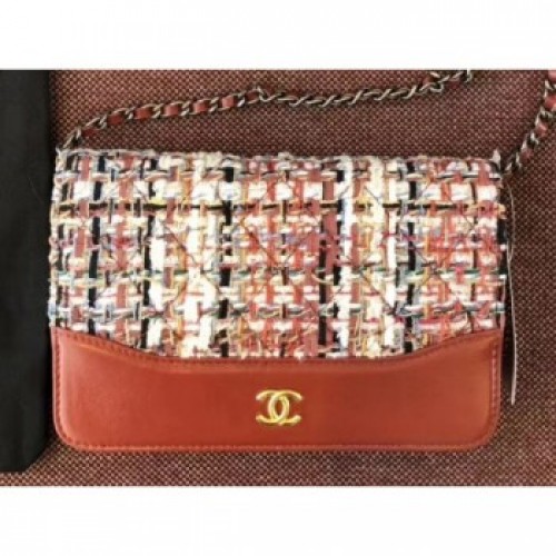 Chanel Tweed/Calfskin Wallet On Chain WOC Bag Brick Red 2018 AQ00512 Chanel Tweed/Calfskin Wallet On Chain WOC Bag Brick Red 2018 AQ00512