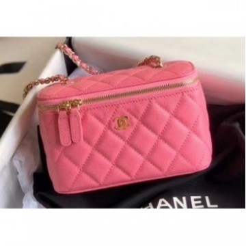 Chanel Grained Calfskin Small Vanity with Classic Chain Bag AP1341 Pink 2020 AQ03093 Chanel Grained Calfskin Small Vanity with Classic Chain Bag AP1341 Pink 2020 AQ03093