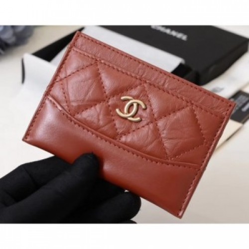 Chanel Aged Calfskin Gabrielle Card Holder A84386 Brick Red AQ02887 Chanel Aged Calfskin Gabrielle Card Holder A84386 Brick Red AQ02887
