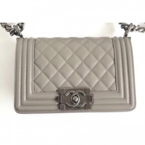 Chanel Caviar Leather Boy Flap Small Bag Pale Gray/Silver AQ03348 Chanel Caviar Leather Boy Flap Small Bag Pale Gray/Silver AQ03348