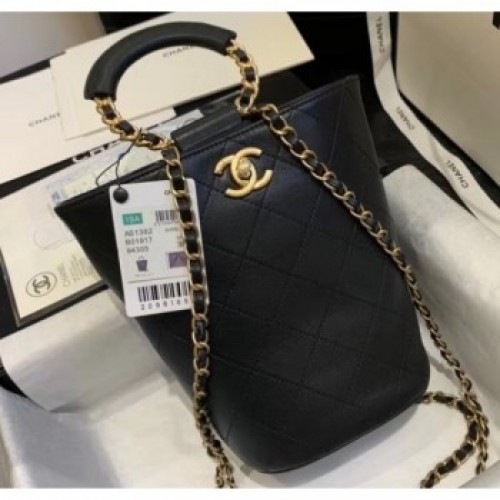 Chanel Chain Handle Bucket Backpack Bag AS1362 Black 2020 AQ02438 Chanel Chain Handle Bucket Backpack Bag AS1362 Black 2020 AQ02438