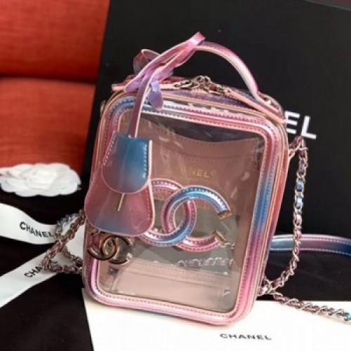 Chanel Iridescent PVC Vanity Case AS0988 Pink 2019 Collection AQ03801