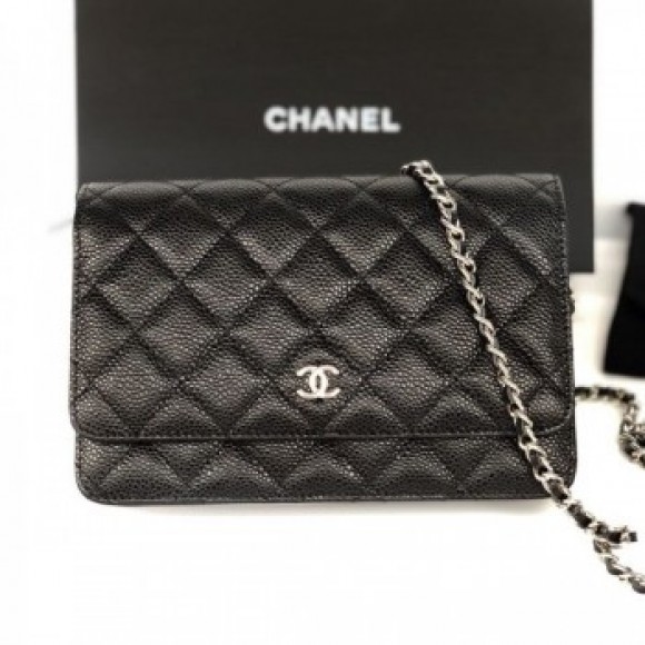 Chanel Grained Calfskin Classic Wallet on Chain WOC AP0250 Black/Silver 2020 Collection AQ03334 Chanel Grained Calfskin Classic Wallet on Chain WOC AP0250 Black/Silver 2020 Collection AQ03334