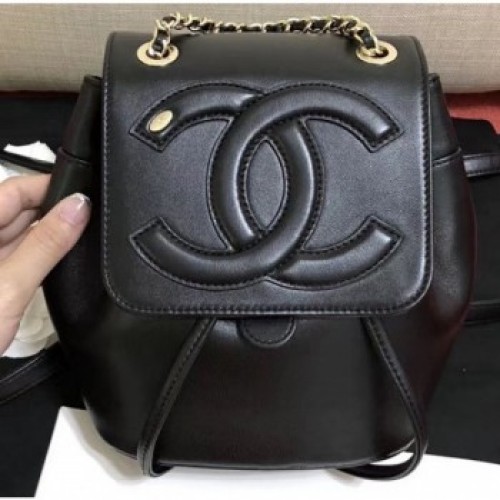 Chanel Lambskin CC Logo Backpack Bag AS0325 Black 2019 AQ00681 Chanel Lambskin CC Logo Backpack Bag AS0325 Black 2019 AQ00681