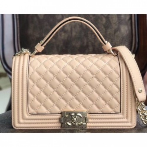 Chanel Boy Medium Flap Bag with Handle Beige 2019 AQ01481