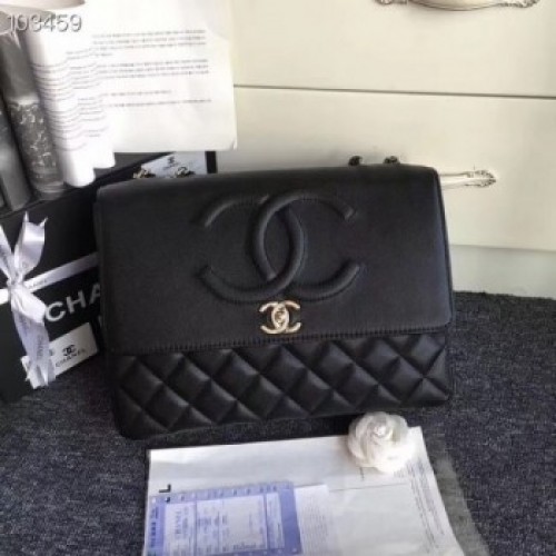 Chanel Grained Calfskin & Silver-Tone Metal A91869 Black AQ01009 Chanel Grained Calfskin & Silver-Tone Metal A91869 Black AQ01009