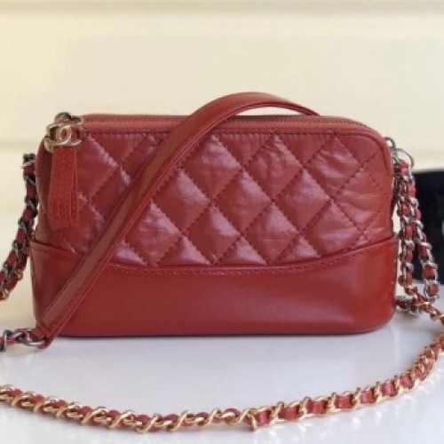 Chanel Gabrielle Clutch on Chain/Mini Bag in Vintage Leather A94505 Red 2019 Collection AQ02309 Chanel Gabrielle Clutch on Chain/Mini Bag in Vintage Leather A94505 Red 2019 Collection AQ02309