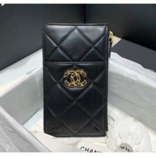 Chanel 19 Phone and Card Holder in Lambskin AP1182 Black 2020 Collection AQ01987 Chanel 19 Phone and Card Holder in Lambskin AP1182 Black 2020 Collection AQ01987