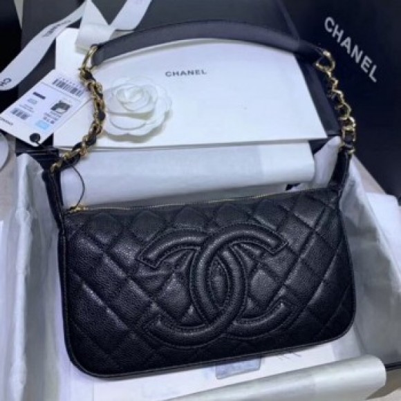 Chanel Grained Leather Hobo Bag B01960 Black 2020 Collection AQ02477 Chanel Grained Leather Hobo Bag B01960 Black 2020 Collection AQ02477