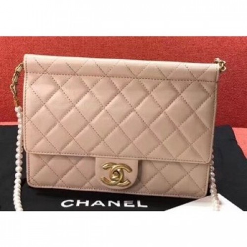 Chanel Lambskin with Pearls Small Flap Bag AS0582 Apricot 2019 AQ01242 Chanel Lambskin with Pearls Small Flap Bag AS0582 Apricot 2019 AQ01242
