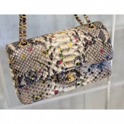 Chanel Python Classic Flap Medium Bag A1112 15 AQ00735