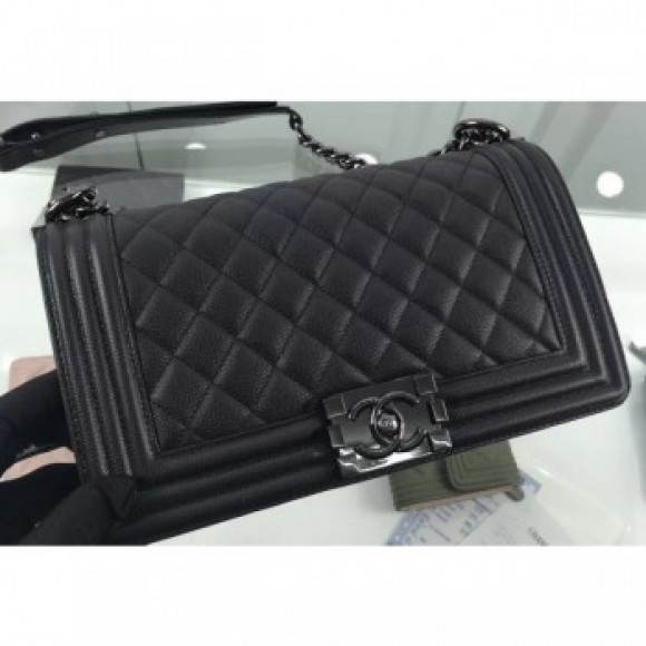Chanel So Black Medium Boy Flap Bag in Caviar Leather AQ01418 Chanel So Black Medium Boy Flap Bag in Caviar Leather AQ01418